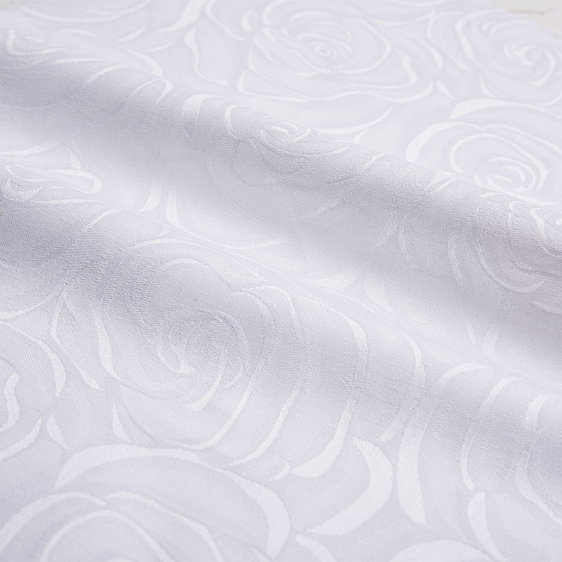 Cotton white hotel bedding fabric satin Jacquard rose flower 