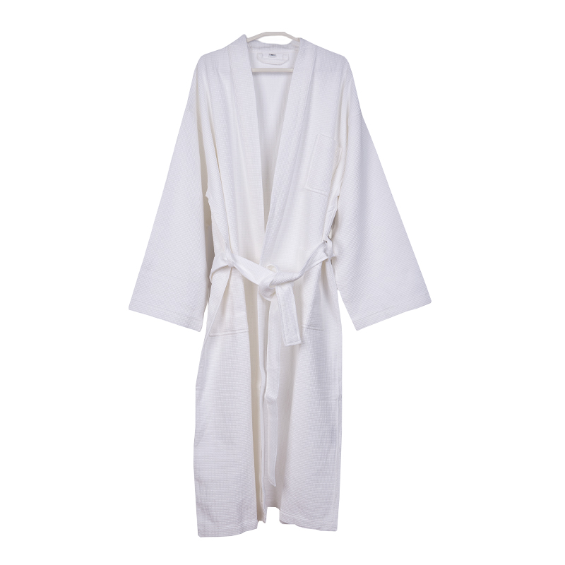 Cotton waffle hotel bathrobes kimono white