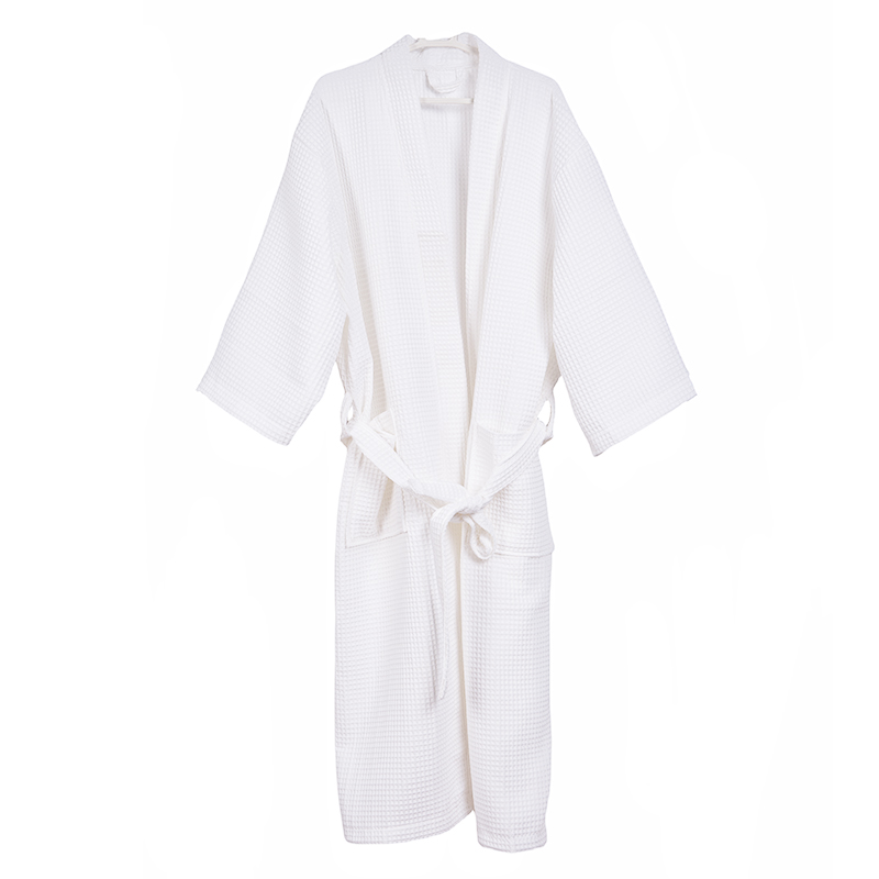 Economical polycotton waffle hotel bathrobe kimono style